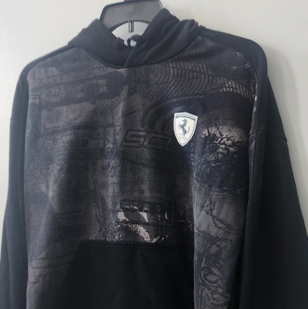 Puma Ferrari Black And Gray Men's Graphic Hoodie - Picture 2 of 16